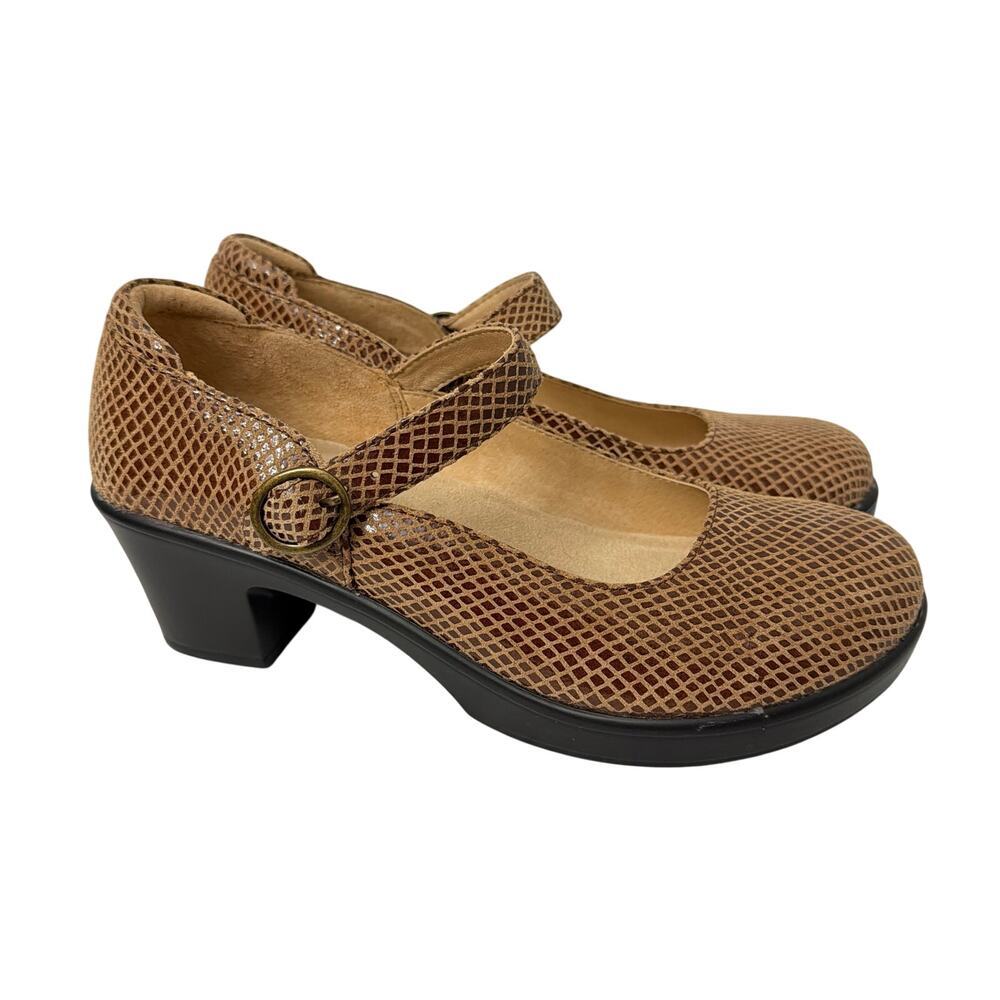 Alegria Shoes Womens Size 7 Harper Burnished Brown Snake Leather Mary Jane 37